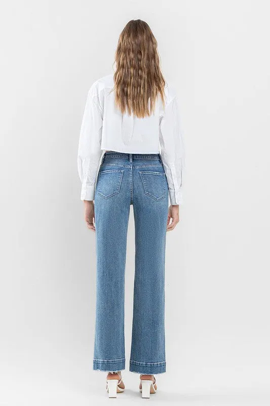 Wide Leg Jeans with Trouser Hem Detail