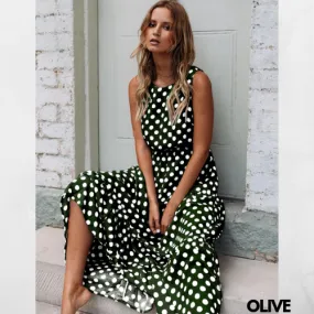 Women Dotted Long Flowing Summer Dress