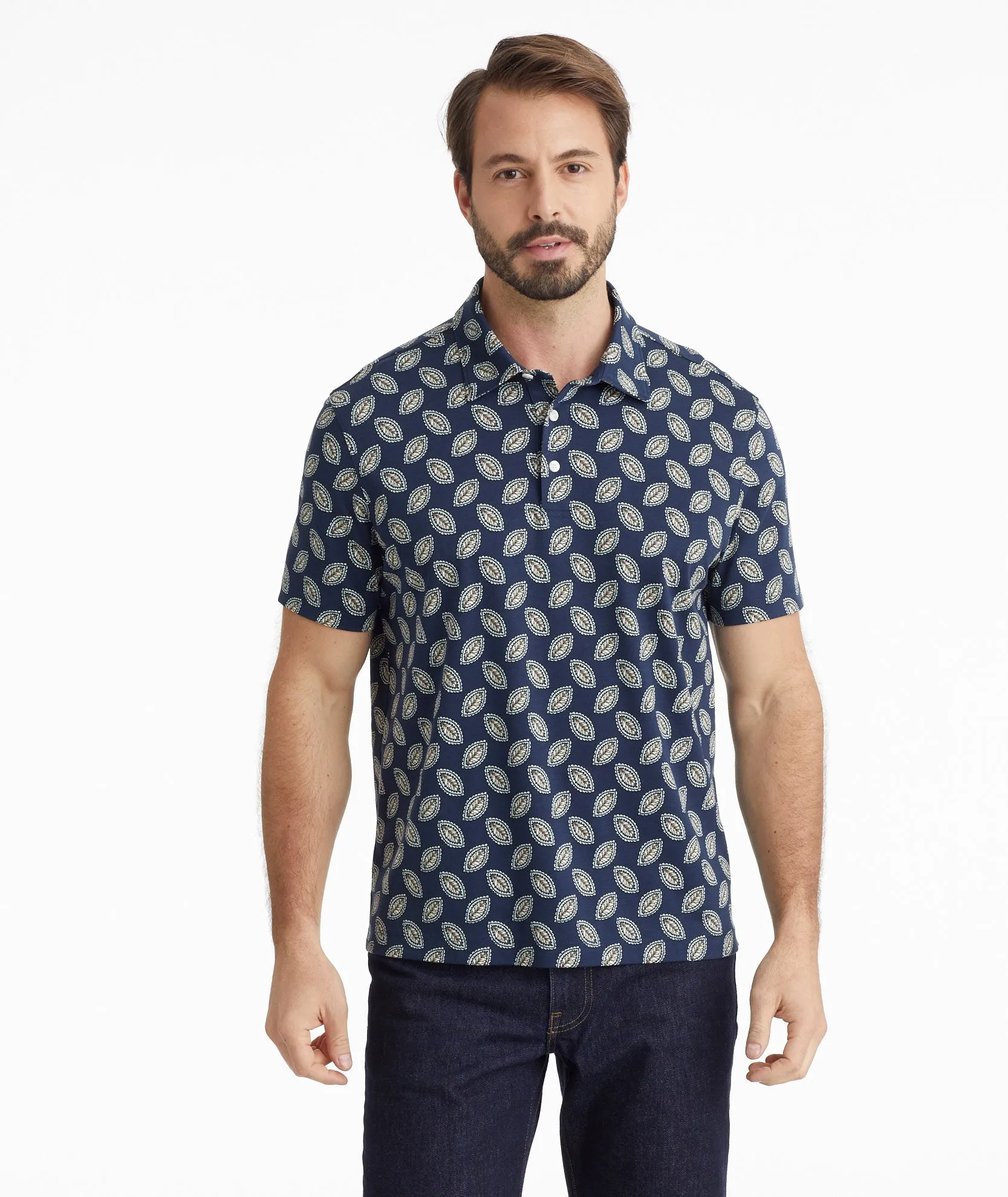 Wrinkle-Free Printed Damaschino Polo - FINAL SALE